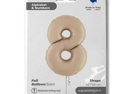 Riesenzahl Folienballon 40"/102cm | Satin Cream #8