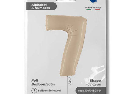 Riesenzahl Folienballon 40"/102cm | Satin Cream #7