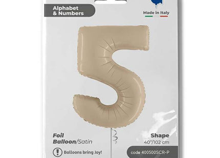 Riesenzahl Folienballon 40"/102cm | Satin Cream #5