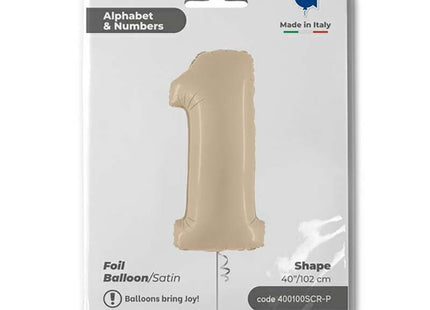 Riesenzahl Folienballon 40"/102cm | Satin Cream #1