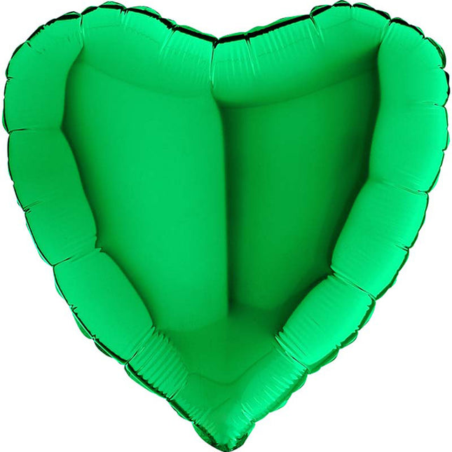 18"/Ø46cm Folienballon Lose - Uni Herz | Grün