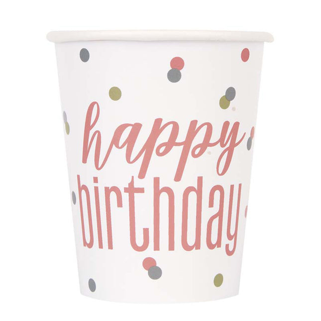 Pappbecher HB Glitz Rosegold 266ml/8Stk.