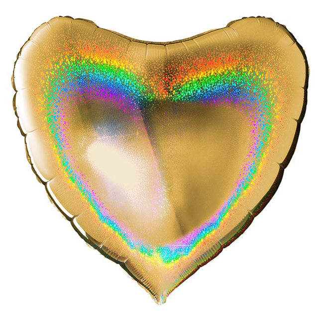Herz Folienballon 36"/91cm (unverpackt)| Glitter Holo Gold