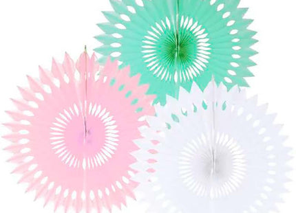 Dekofächer weiß-mint-rosa 40cm