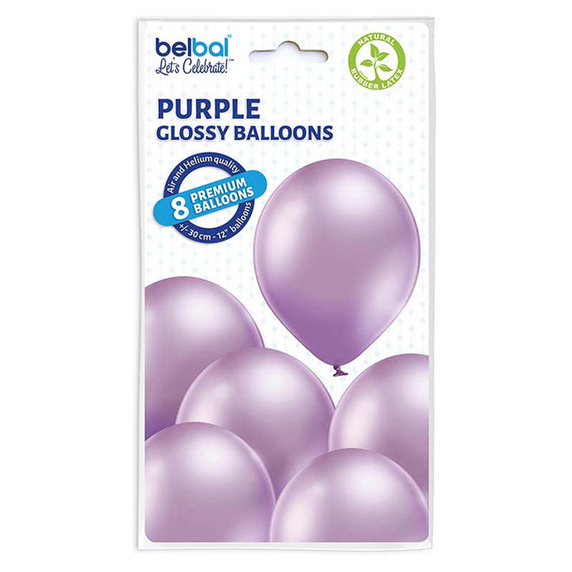 8 Luftballons Uni Glossy Ø30/33cm | Lila