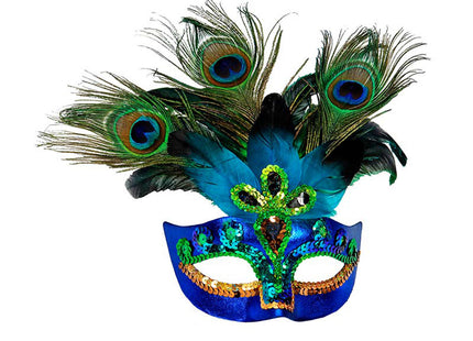 Augenmaske Pfau mit Federn