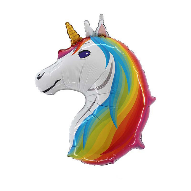 Folienballon Lose - Einhornkopf Regenbogen Bunt | 27"