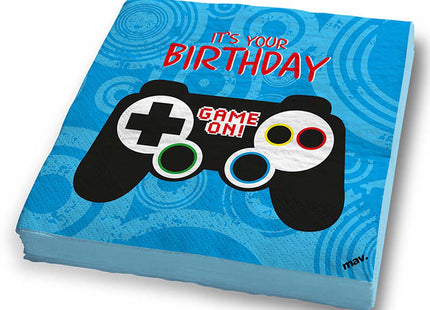 Servietten Happy Birthday Game Controller 33x33cm/ 20St.