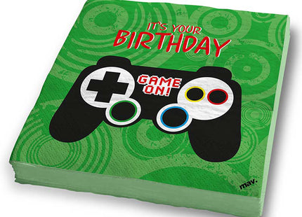 Servietten Happy Birthday Game Controller 33x33cm/ 20St.