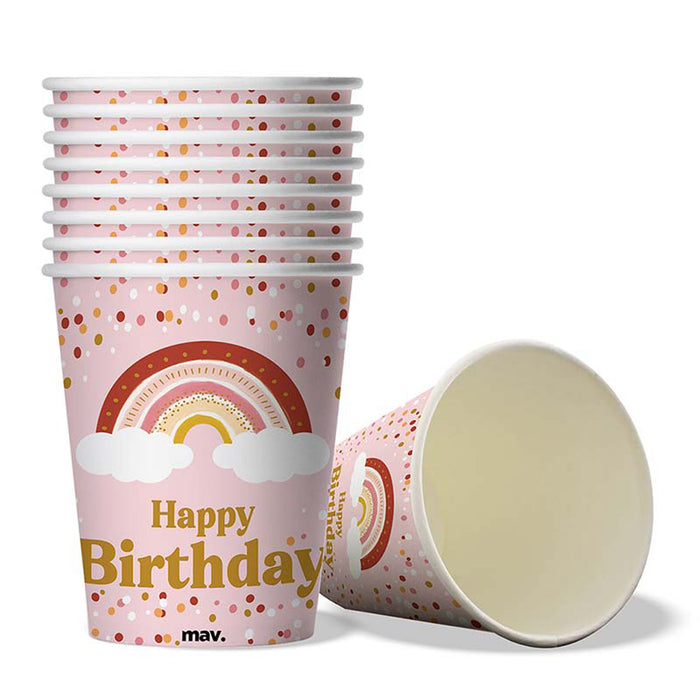 Pappbecher HB Boho Birthday 200ml/8Stk.