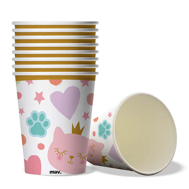 Pappbecher Cat Princess 200ml/8Stk.