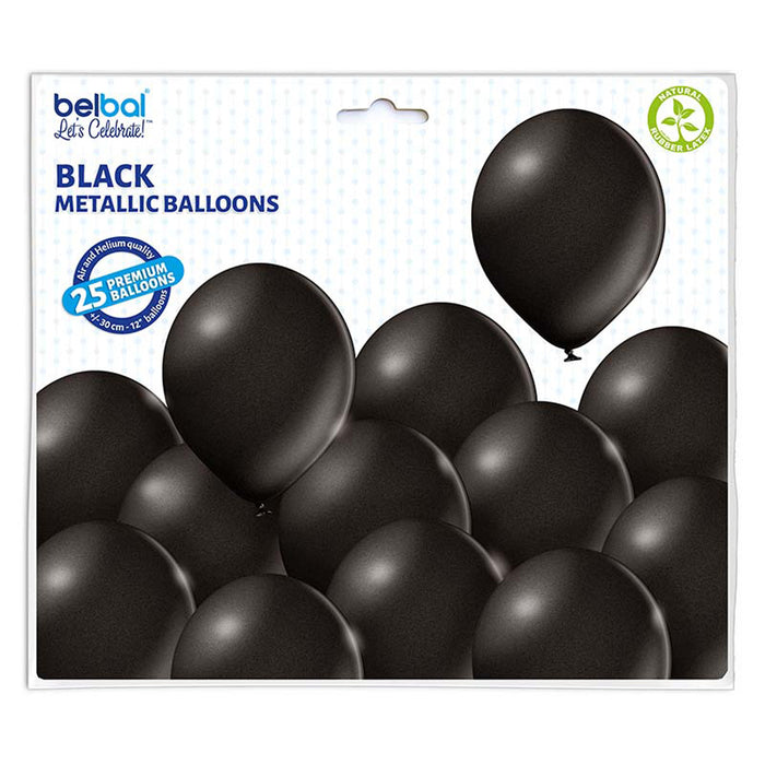 25 Stk. Luftballon Uni Metallic Ø 30cm |  Schwarz#090