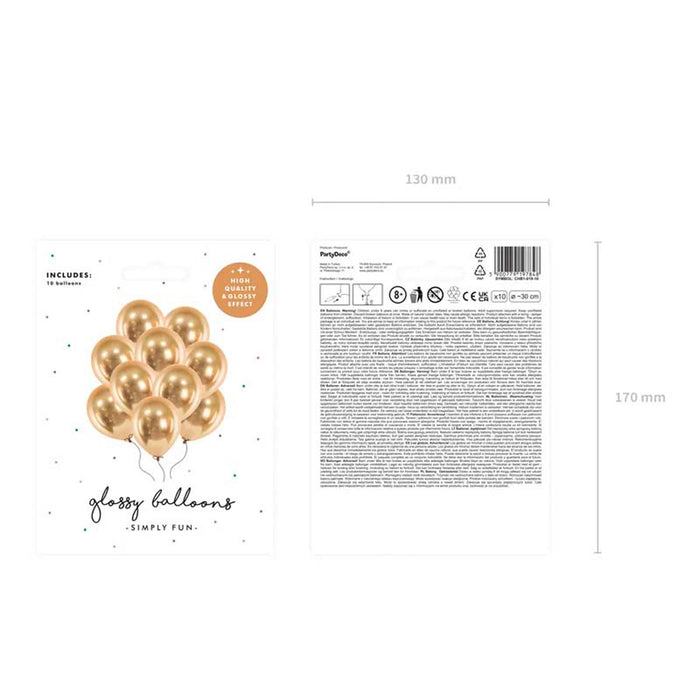 10 Stk. Luftballon Ø30cm "Uni Glossy" | Gold