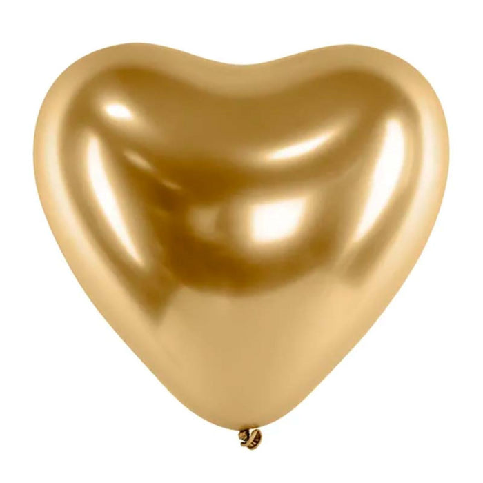 50 Stk. Herz Luftballon Ø12cm "Glossy" | Gold