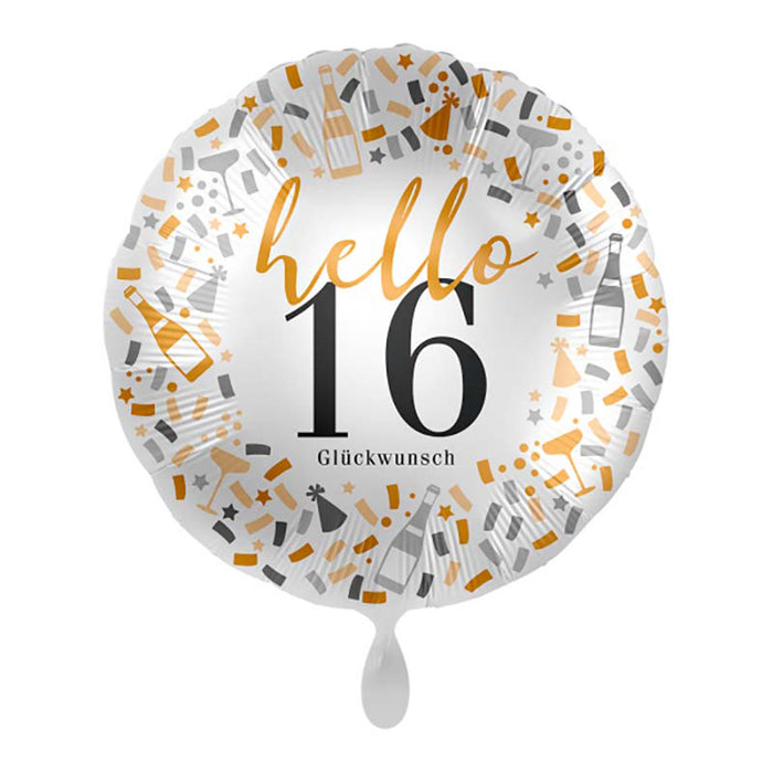 18"/Ø43cm Folienballon  "Hello 16 Glückwunsch"