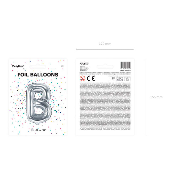 Buchstabe Folienballon Silber 35cm | # B