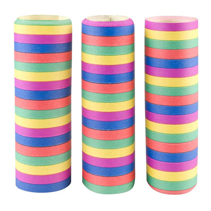 Luftschlangen "Streifen Bunt" | 4m / 3 Rollen
