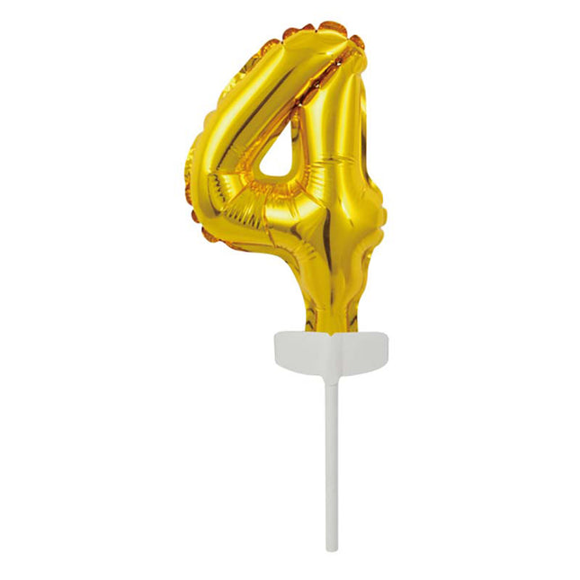 Tortendeko Ballonzahl, ca.11cm #4 Gold