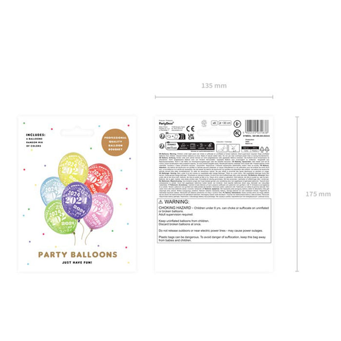 Latexballon 2024 Bunt | 30cmØ |/6Stk.