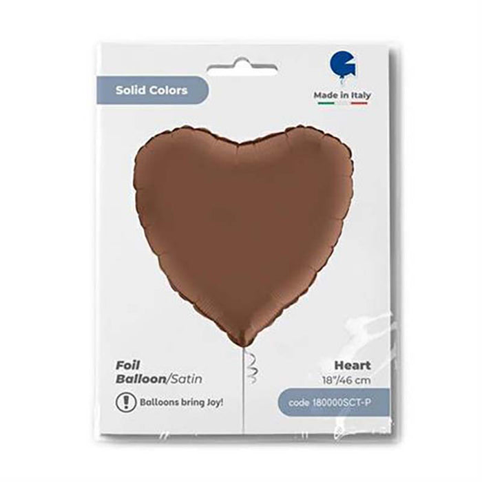 Herz Folienballon 18"/46cm (unverpackt) | Chocolate Satin