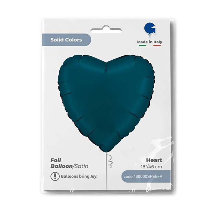 Herz Folienballon 18"/46cm (unverpackt) | Petrol Blue
