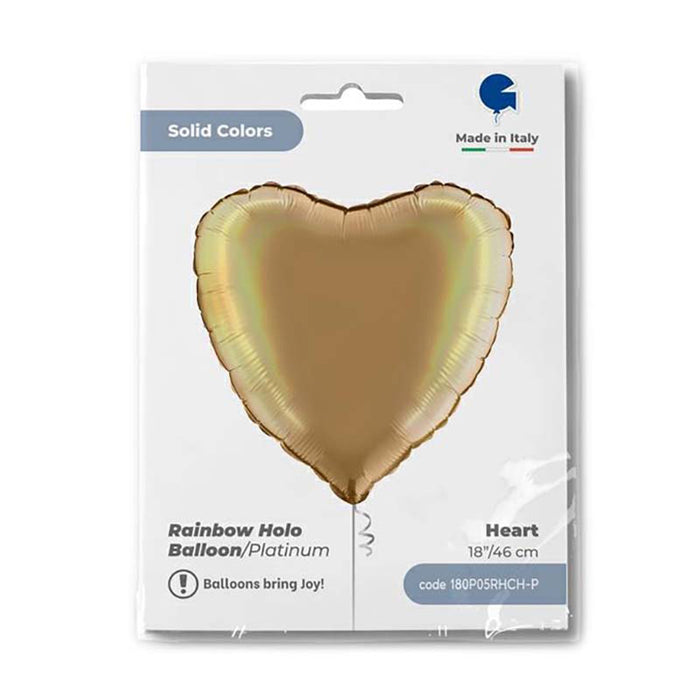ABC18 Herz Folienballon Uni | Ø 46 cm Champagner Holo
