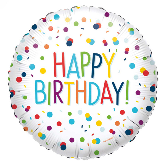 18" Runder Folienballon "Confetti Birthday" Ø43cm | Zahl