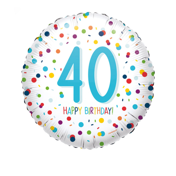 18" Runder Folienballon "Confetti Birthday" Ø43cm | Zahl