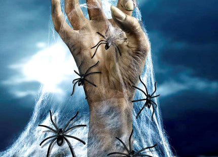 Weißes Halloween Spinnennetz | 500g mit 20 Spinnen