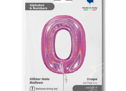 Riesenzahl Folienballon 40"/102cm | Holo Pink #0