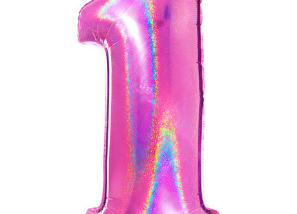 Riesenzahl Folienballon 40"/102cm | Holo Pink #1