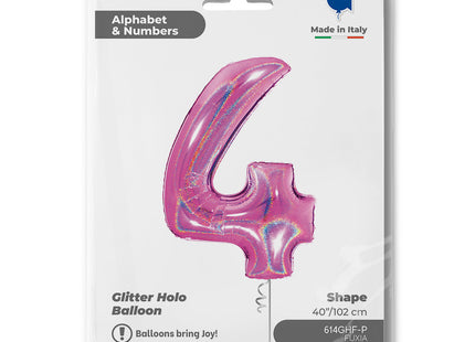 Riesenzahl Folienballon 40"/102cm | Holo Pink #4