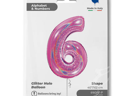 Riesenzahl Folienballon 40"/102cm | Holo Pink #6