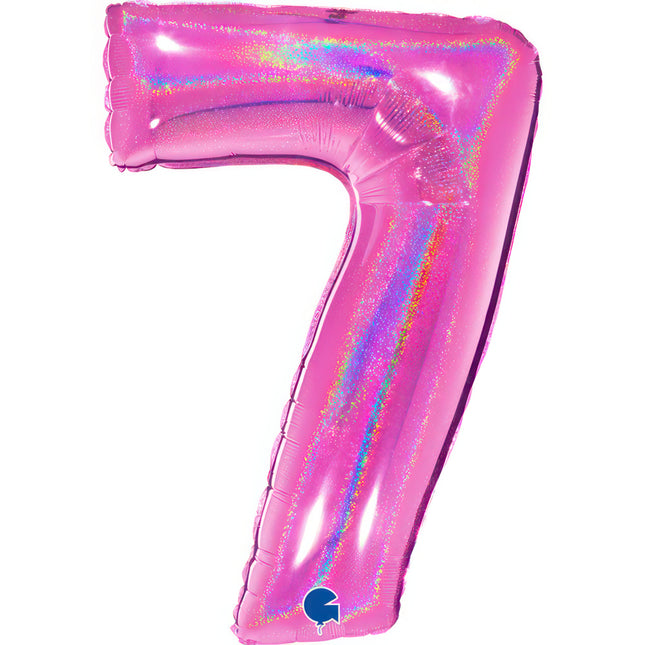 Riesenzahl Folienballon 40"/102cm | Holo Pink #7