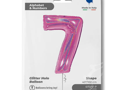 Riesenzahl Folienballon 40"/102cm | Holo Pink #7