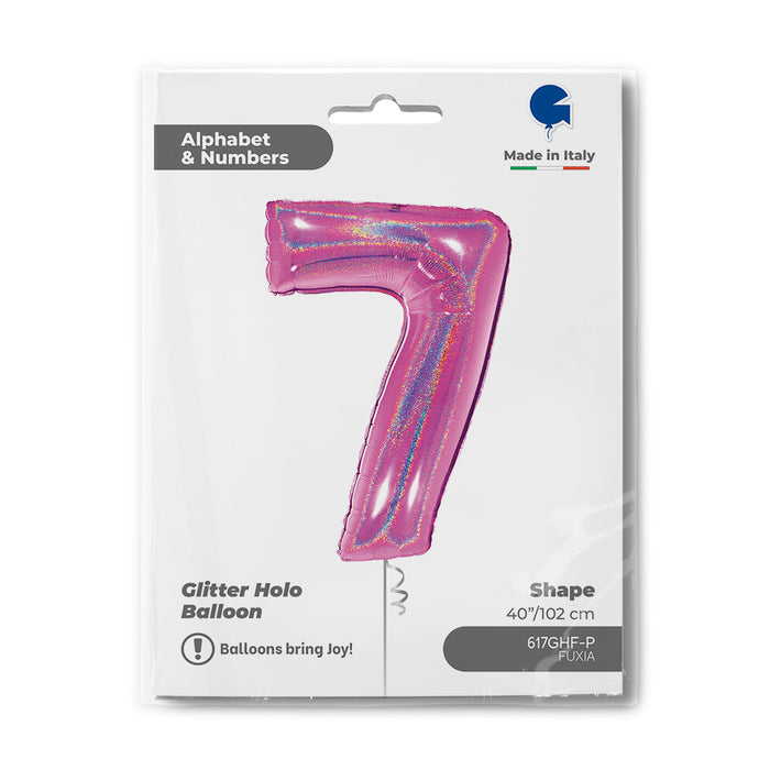 Riesenzahl Folienballon 40"/102cm | Holo Pink #7