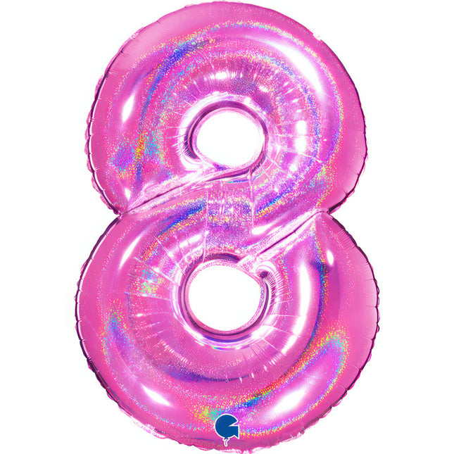 Riesenzahl Folienballon 40"/102cm | Holo Pink #8
