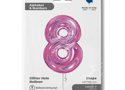 Riesenzahl Folienballon 40"/102cm | Holo Pink #8