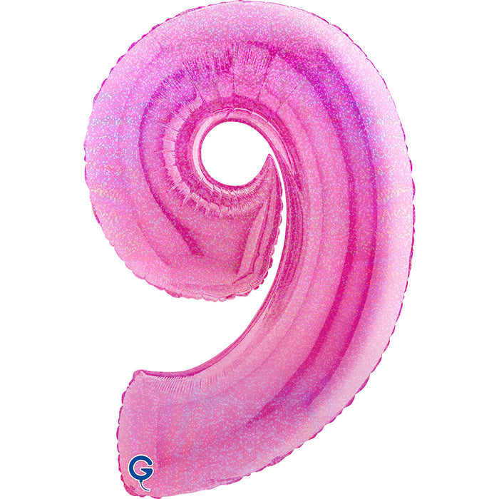 Riesenzahl Folienballon 40"/102cm | Holo Pink