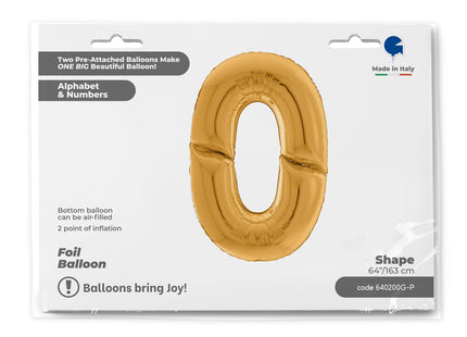 Riesenzahl Giant - Folienballon  64"/162cm - Gold #0
