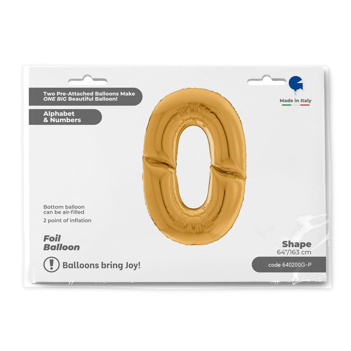 Riesenzahl Giant - Folienballon  64"/162cm - Gold #0