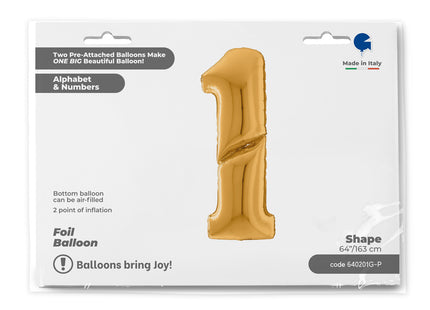 Riesenzahl Giant - Folienballon  64"/162cm - Gold #1