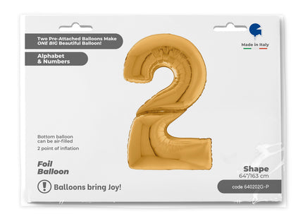 Riesenzahl Giant - Folienballon  64"/162cm - Gold #2