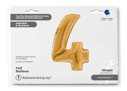 Riesenzahl Giant - Folienballon  64"/162cm - Gold #4