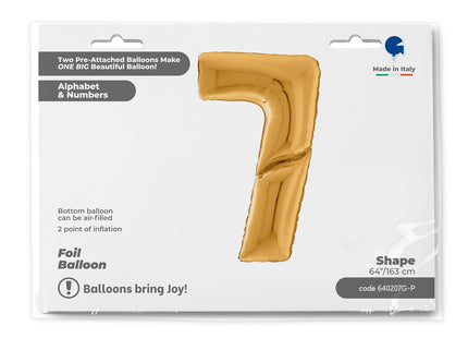 Riesenzahl Giant - Folienballon  64"/162cm - Gold #7
