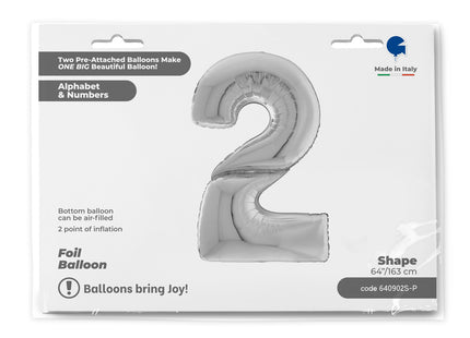 Riesenzahl Giant - Folienballon 162cm - Silber #2