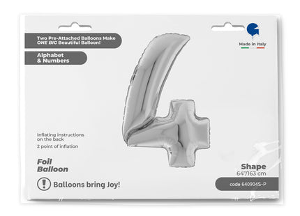 Riesenzahl Giant - Folienballon 162cm - Silber #4