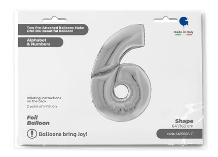 Riesenzahl Giant - Folienballon 162cm - Silber #6