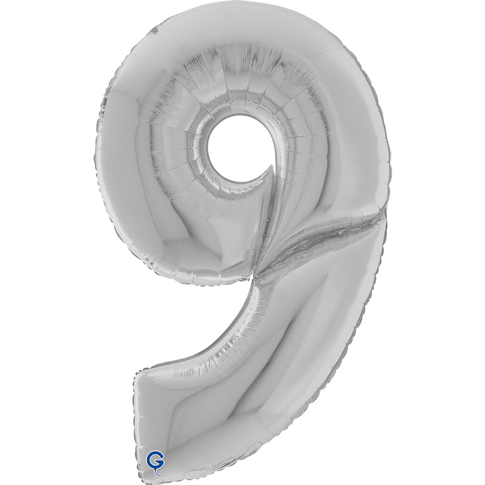 Riesenzahl Giant - Folienballon 64"/162cm - Silber