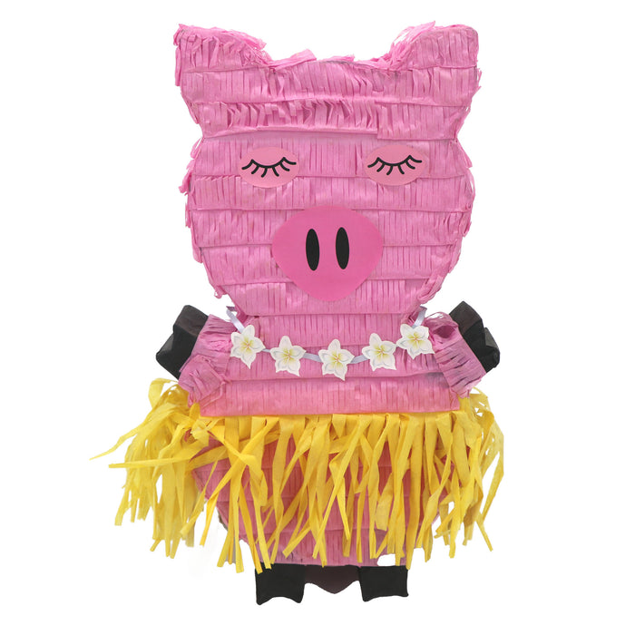 Pinata "Rosa Schweinchen mit Bastrock" | 26x7,5x43cm